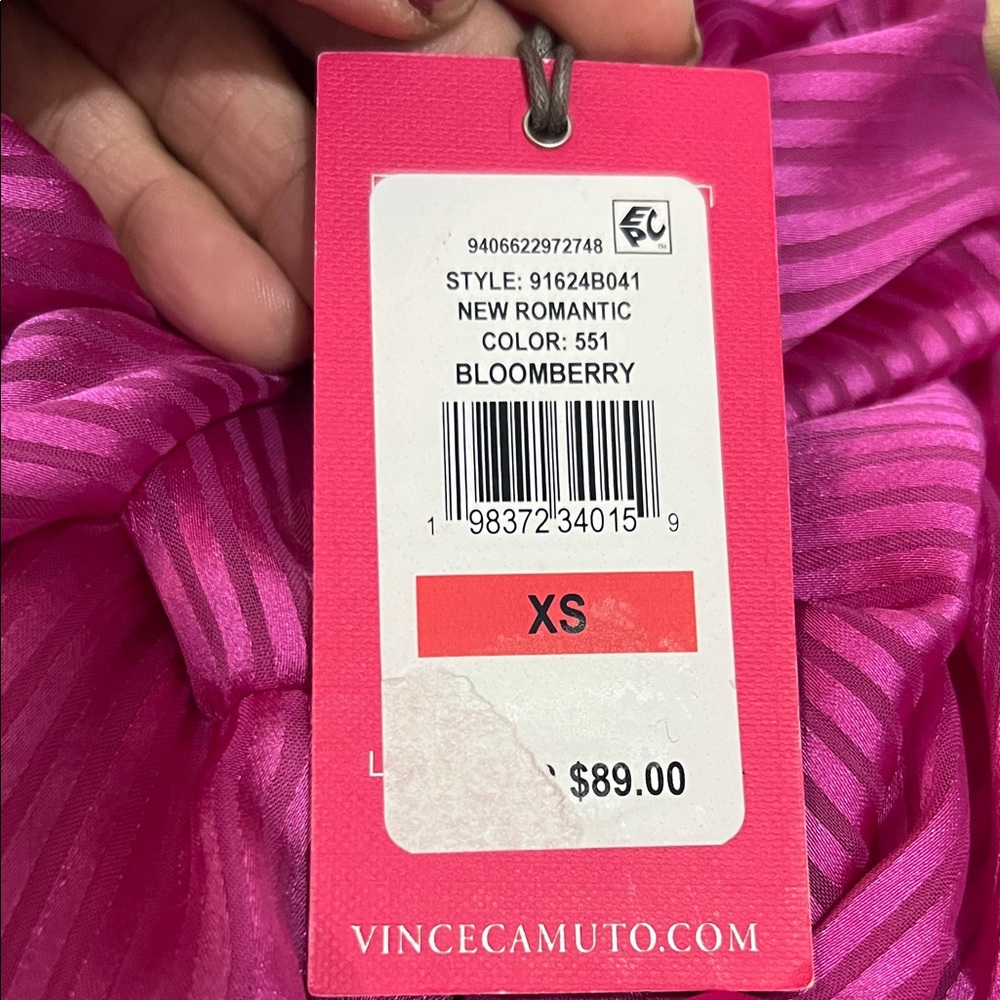 Vince Camuto Vibrant Pink Blouse with Puff Sleeves - Picture 3 of 6